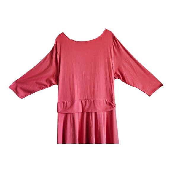 LANDS END Women Plus 2X 20 22 Dress Midi Twist Knot Coral Pima Cotton 3/4 Sleeve - Picture 7 of 8
